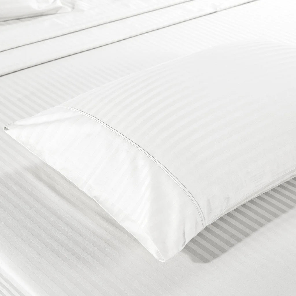 Cotton Sheet Set 1200TC Stripe - Queen White Kensington
