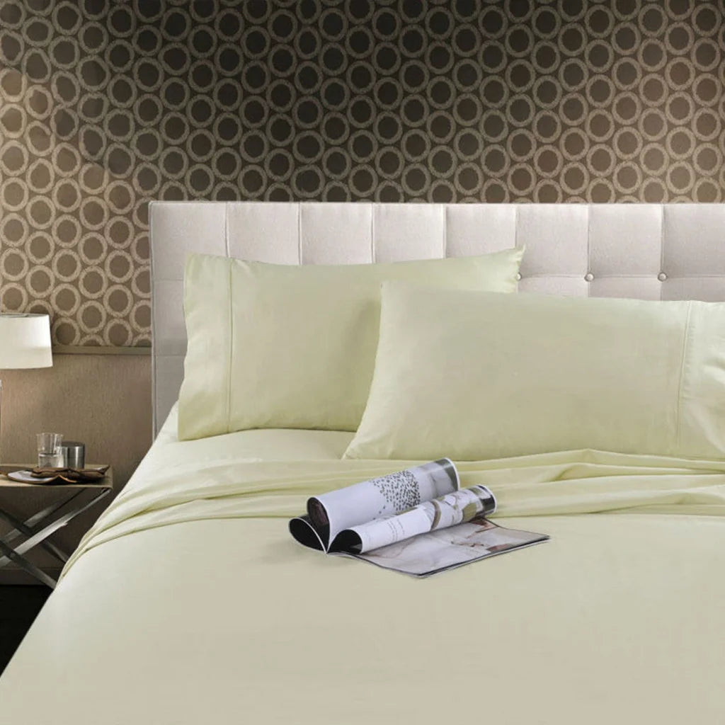 Cotton Sheet Set Kingtex 300TC - Cream Single - Home &