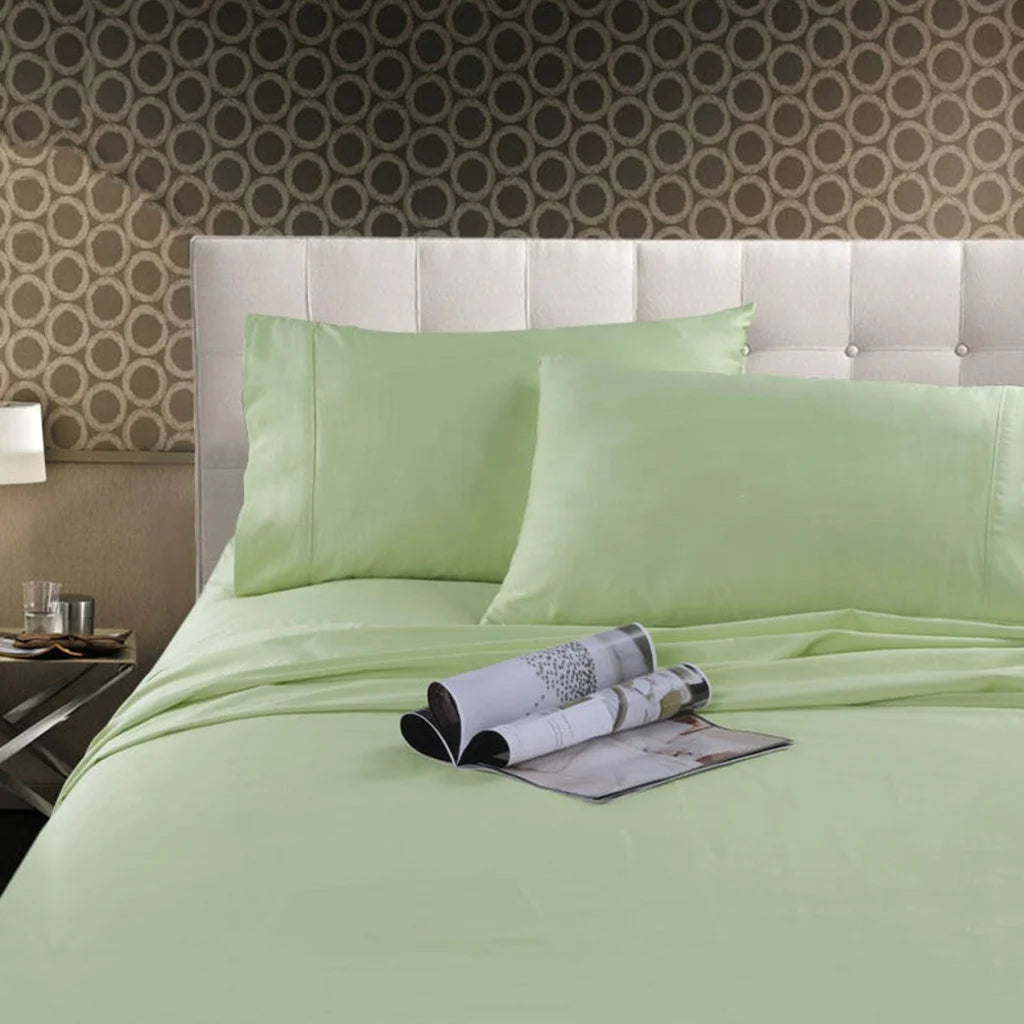 Cotton Sheet Set Kingtex 300TC - Mint King - Home & Garden