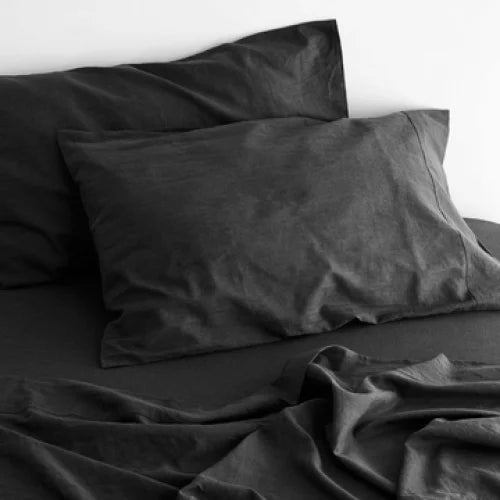 Cotton Sheet Set Luxurious 1 Queen Charcoal - Home & Garden
