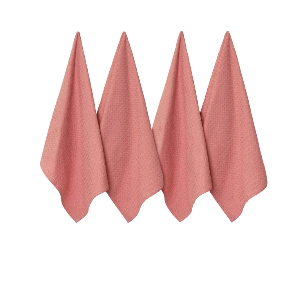 Cotton Tea Towels J Elliot Home Waffle Set of 4 - Clay Pink