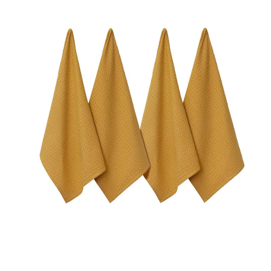 Cotton Tea Towels J Elliot Home Waffle Set of 4 - Mustard