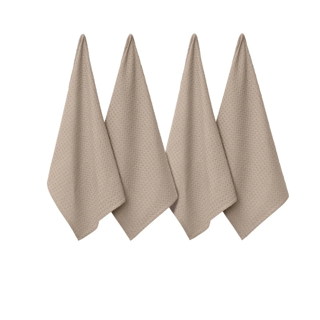 Cotton Tea Towels J Elliot Home Waffle Set of 4 - Sandstone