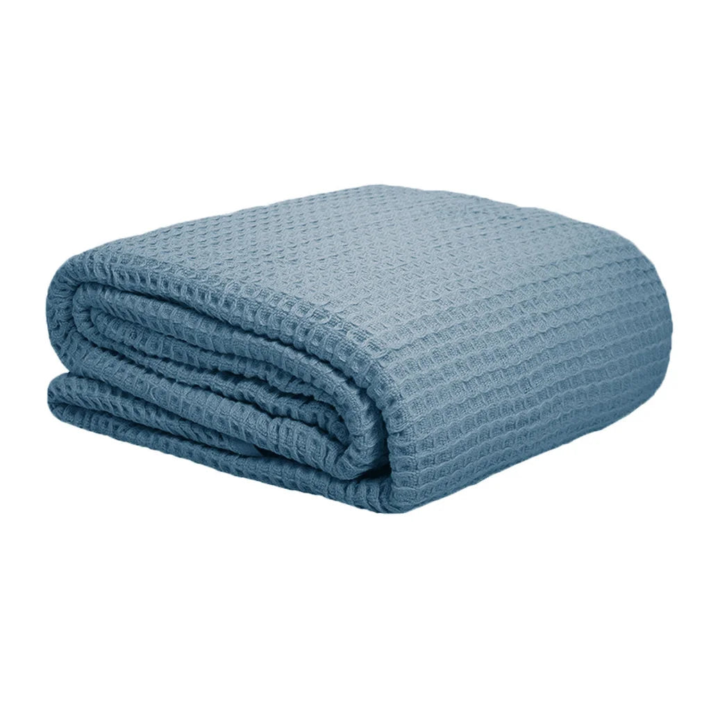 Cotton Waffle Blanket Dusk Blue Single - Artex - Home &