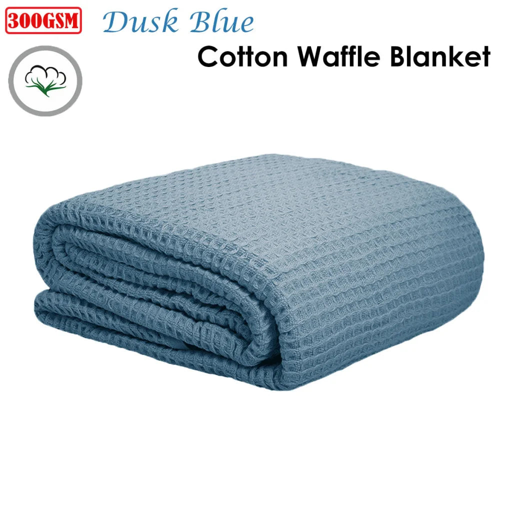 Cotton Waffle Blanket Dusk Blue Single - Artex - Home &
