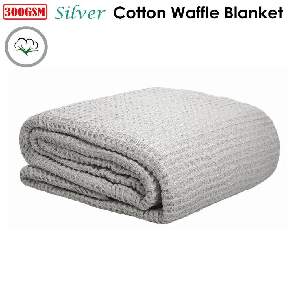 Cotton Waffle Blanket Silver Queen - Artex - Home & Garden
