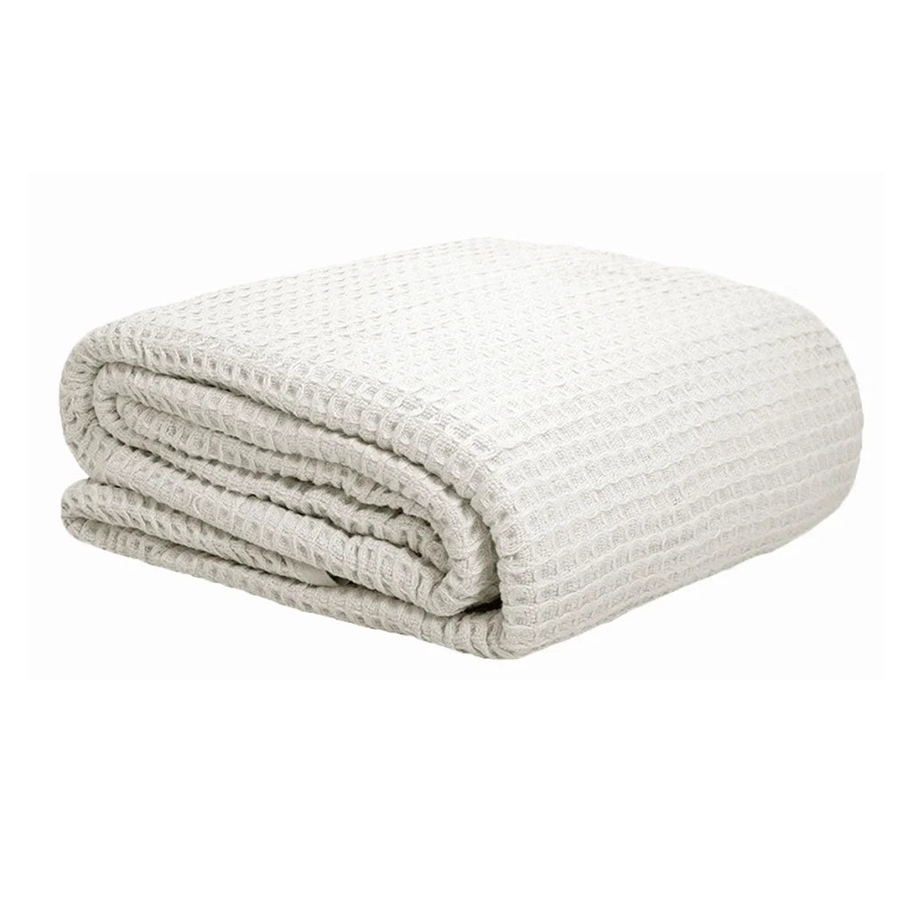 Cotton Waffle Blanket White Queen - Artex - Home & Garden
