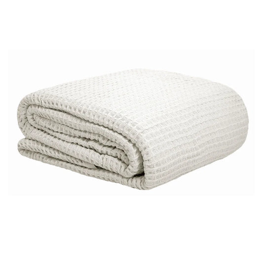 Cotton Waffle Blanket White Single - Artex - Home & Garden