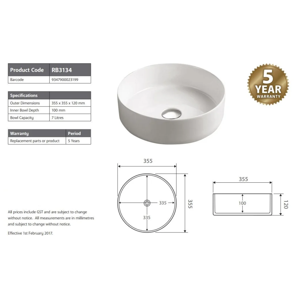 Counter Basin Sink 2021 Matte Pink Outside Round 360mm Dia