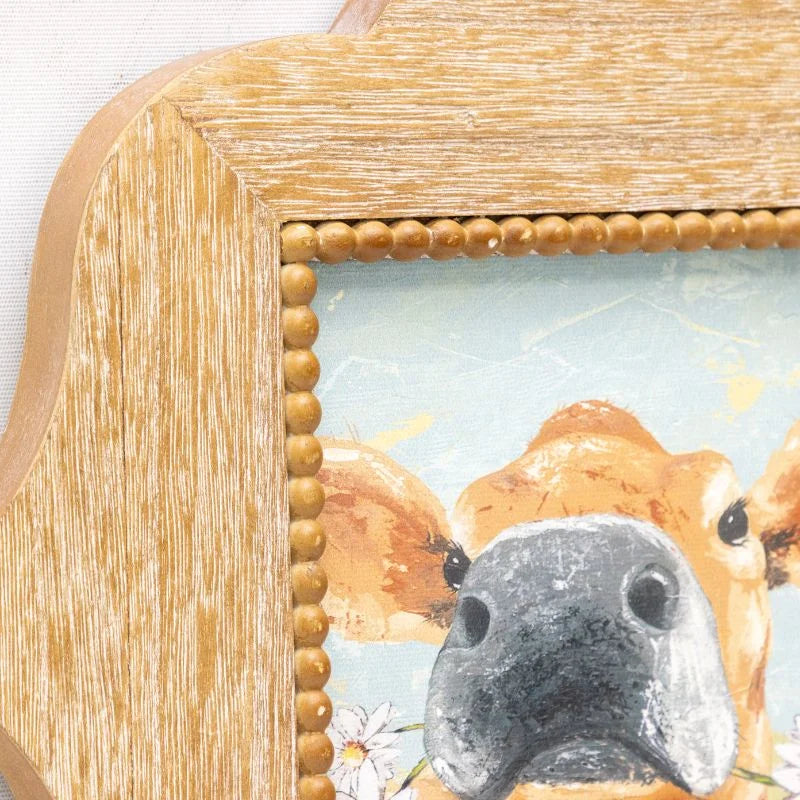 Cow W Daisies Framed Wall Art 38cm - Home & Garden > Wall