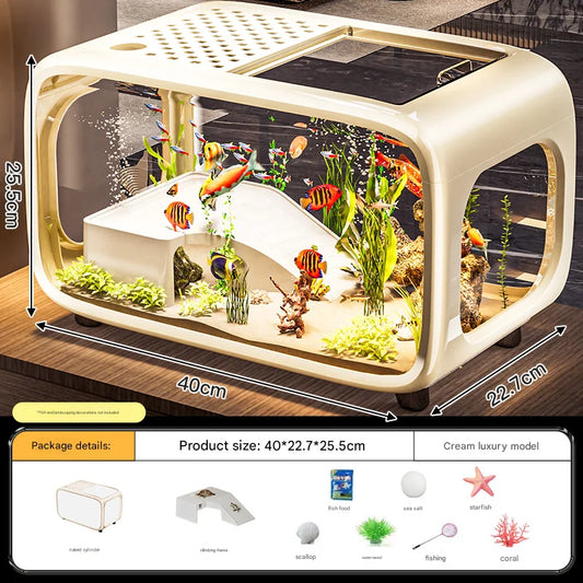 Cream color Modern Desktop Aquarium & Turtle Tank