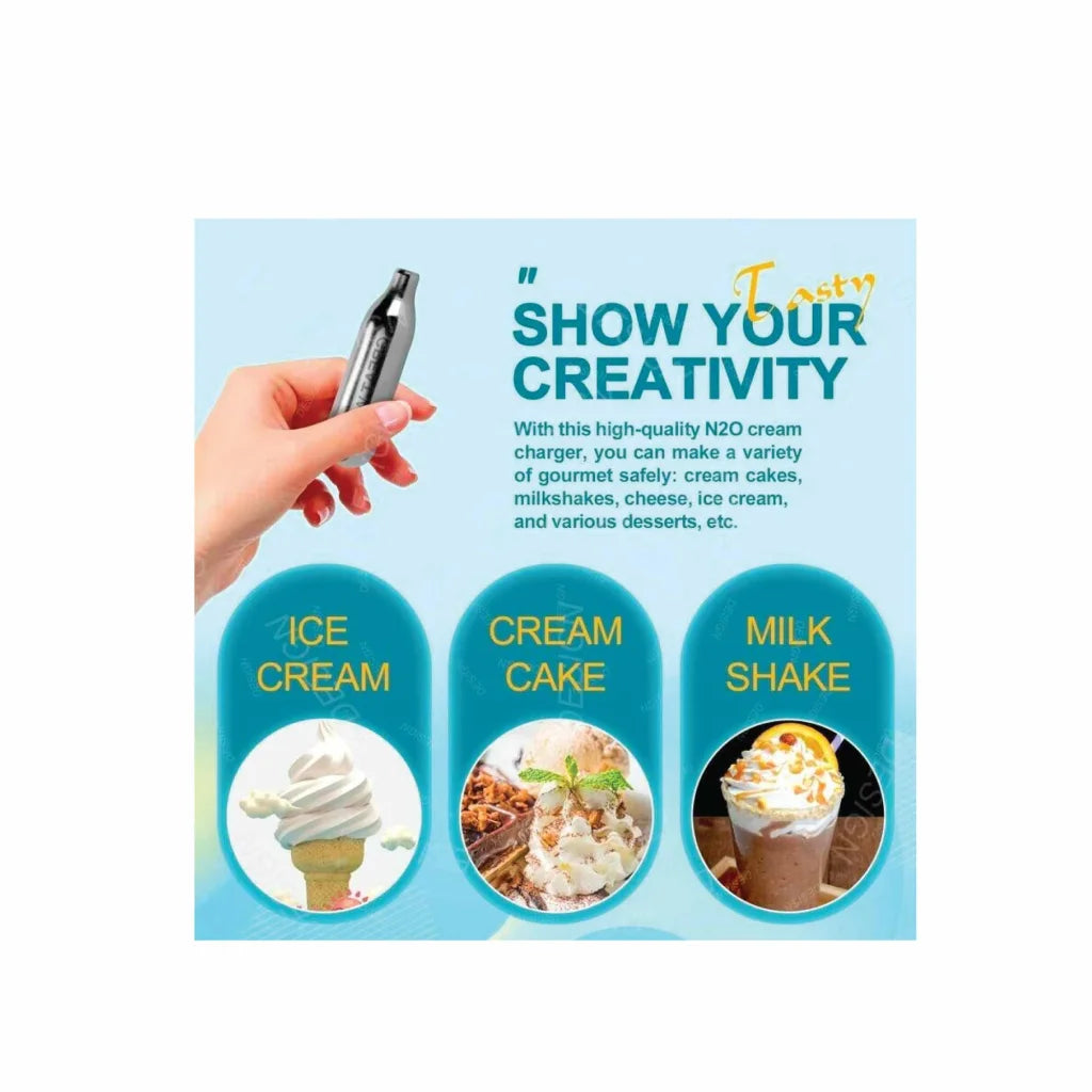 Cream Whipper Dispenser 250ml + 50x NO2 Chargers