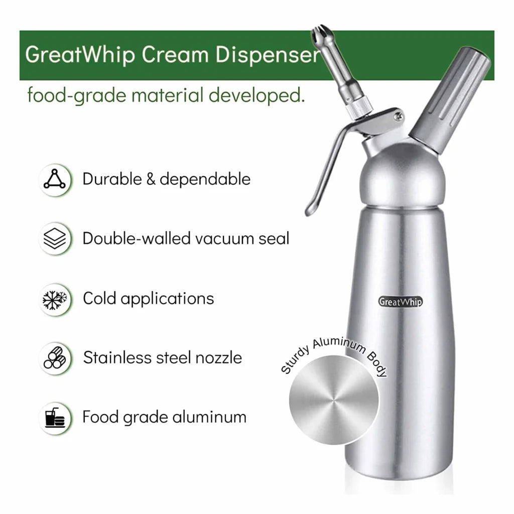 Cream Whipper Dispenser 250ml + 50x NO2 Chargers