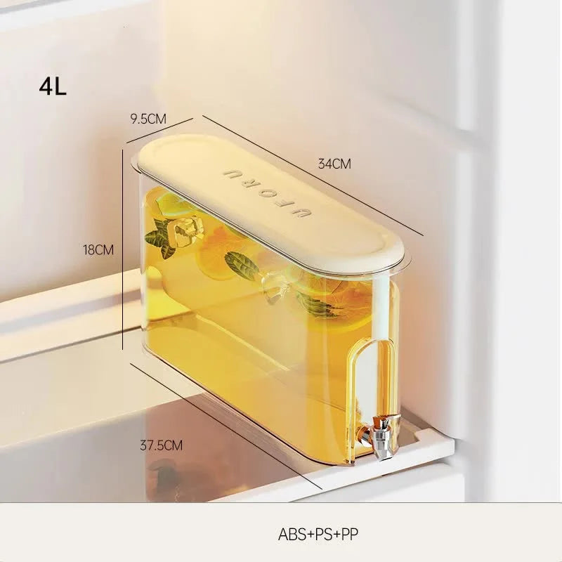 Cream White Refrigerator Cold Water Jug with Tap - 4L Large