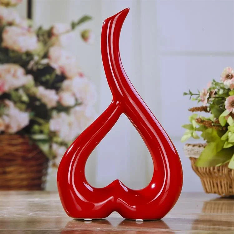 Creative Heart-shaped Ceramic Flower Vase for Home Office
