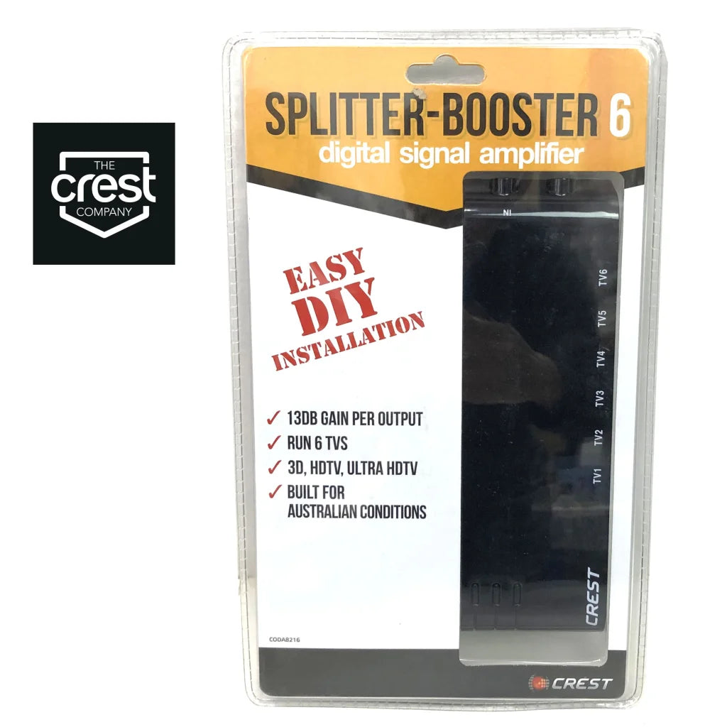 Crest UHF VHF Digital TV Signal Splitter Distributor 6