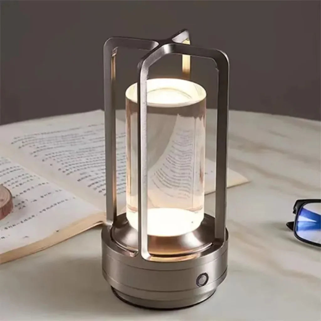 Cross-Shaped LED Table Lamp - Silver Touch Button with USB