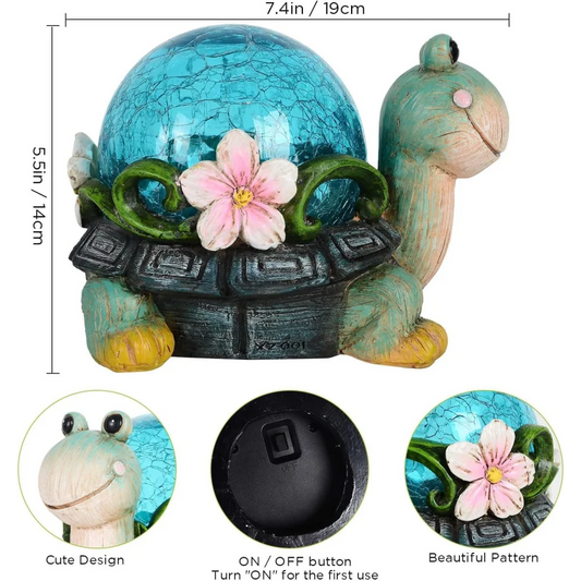 Crystal Ball Turtle Charming Solar-Powered Animal Garden