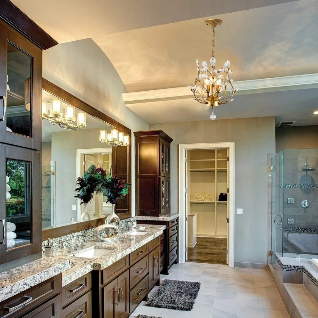 Gold crystal chandelier vintage with colour matched pieces and support fittings