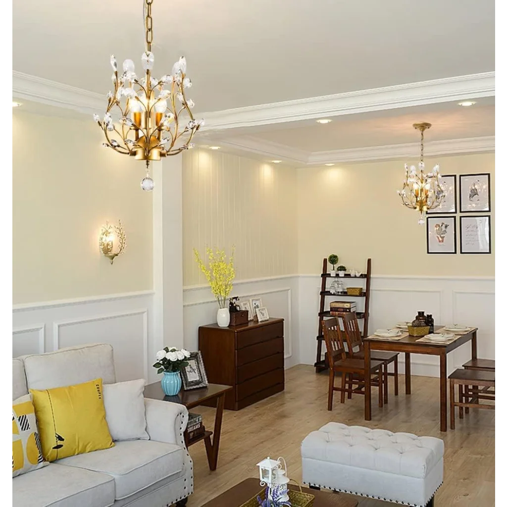 Crystal chandelier vintage with storage shelves and support legs