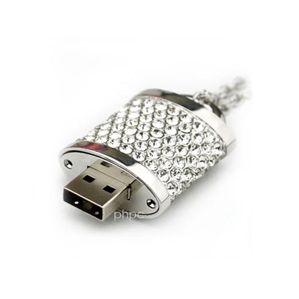 Crystal Lock Pendant USB Flash Drive 16GB - Silver