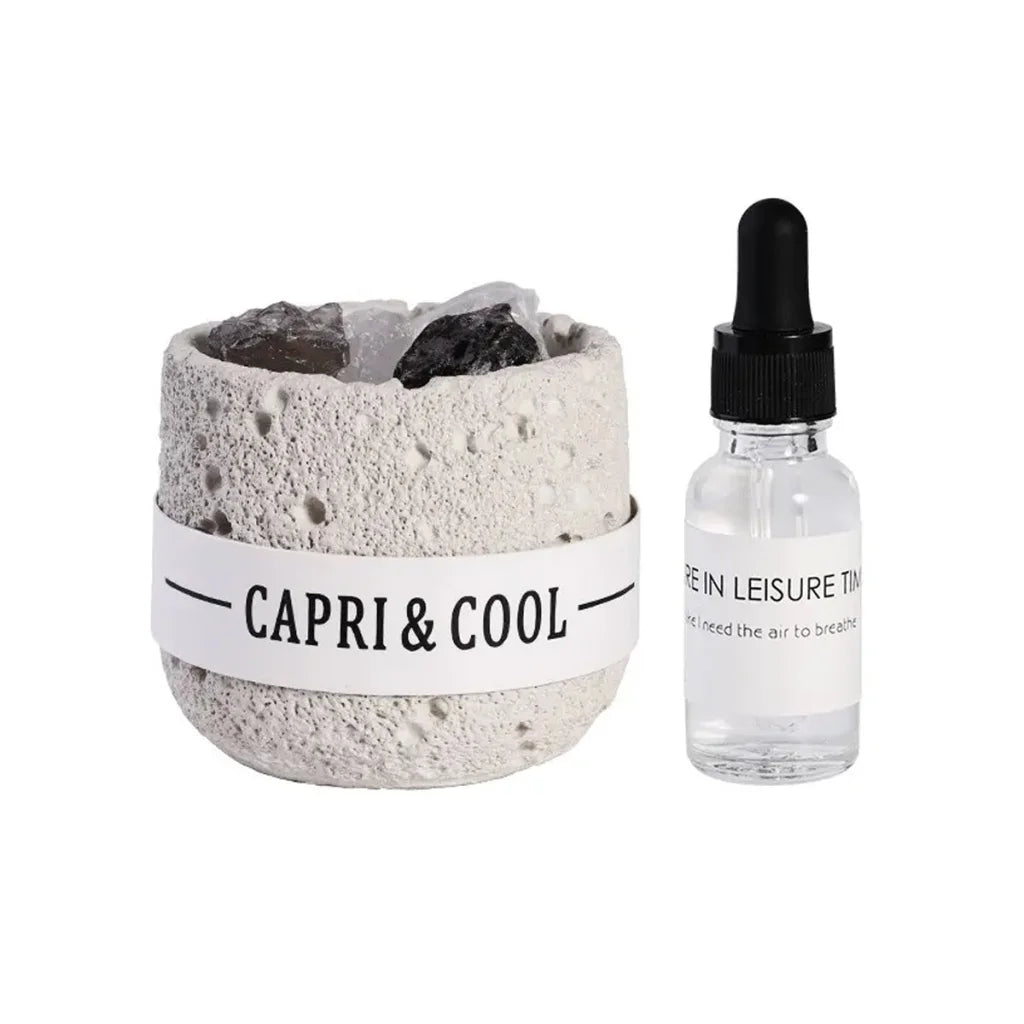 White crystal stone oil with storage shelves and support legs