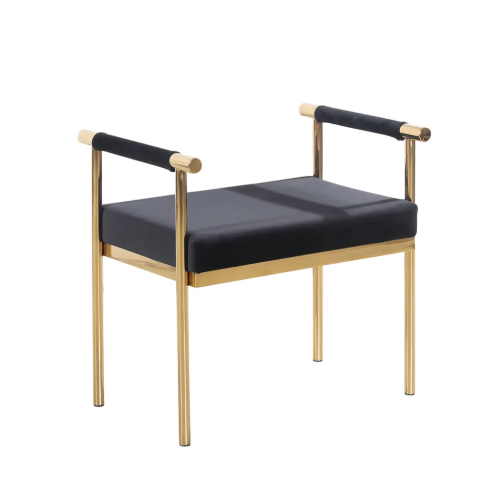 Cuba Velvet Vanity Stool - Black - Furniture
