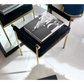 Cuba Velvet Vanity Stool - Black - Furniture