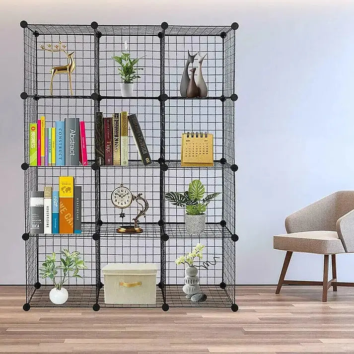 Cube Wire Grid Organizer Bookcase Storage Cabinet Wardrobe