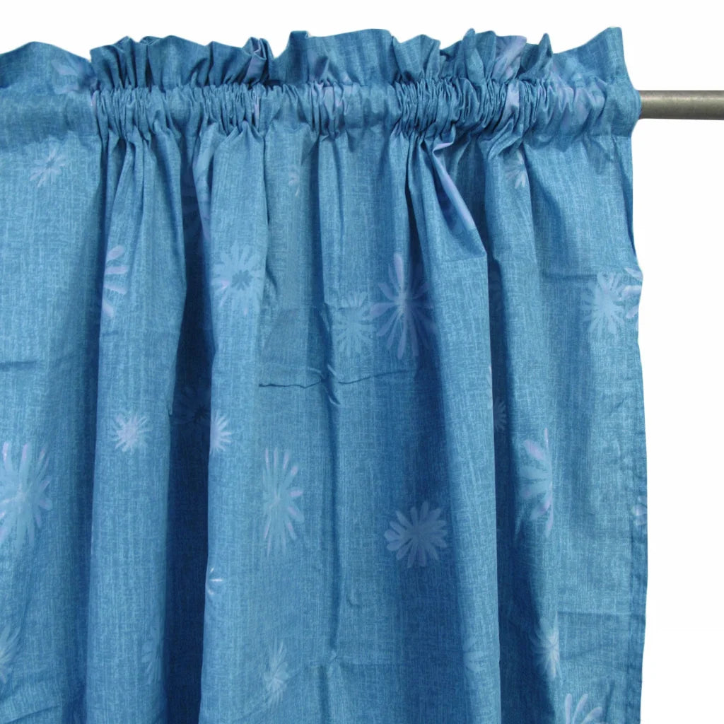 Curtains Pair of Polyester Cotton Rod Pocket Blue - Home &