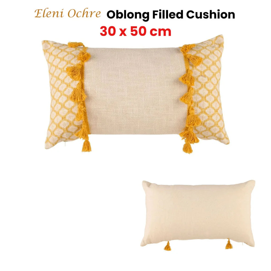 Cushion 30cm x 50cm Accessorize Eleni Ochre Rectangular