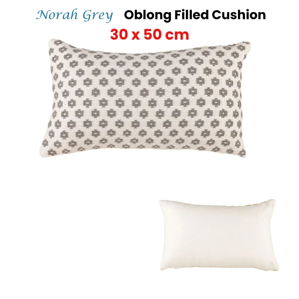 Cushion 30cm x 50cm Accessorize Norah Grey Rectangular