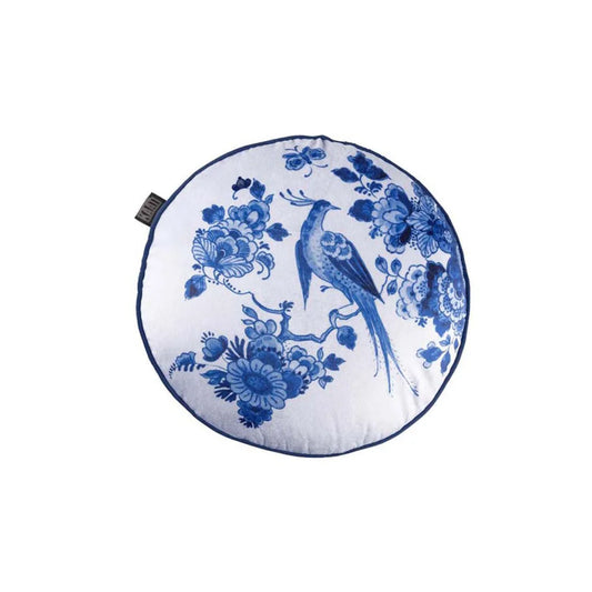 Cushion 40cm Diameter Bedding House Blue Bird Round Filled