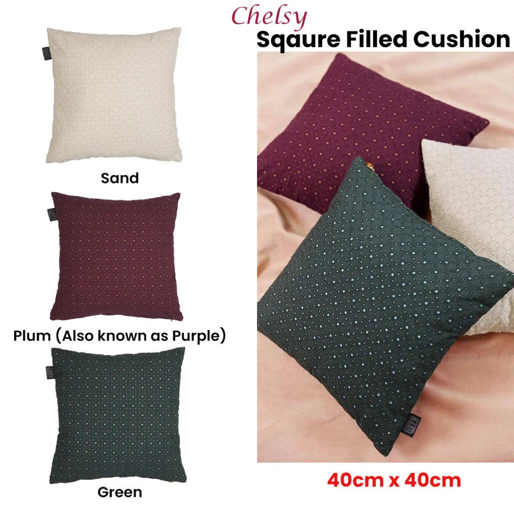 Cushion 40cm x 40cm Bedding House Chelsy Green Square