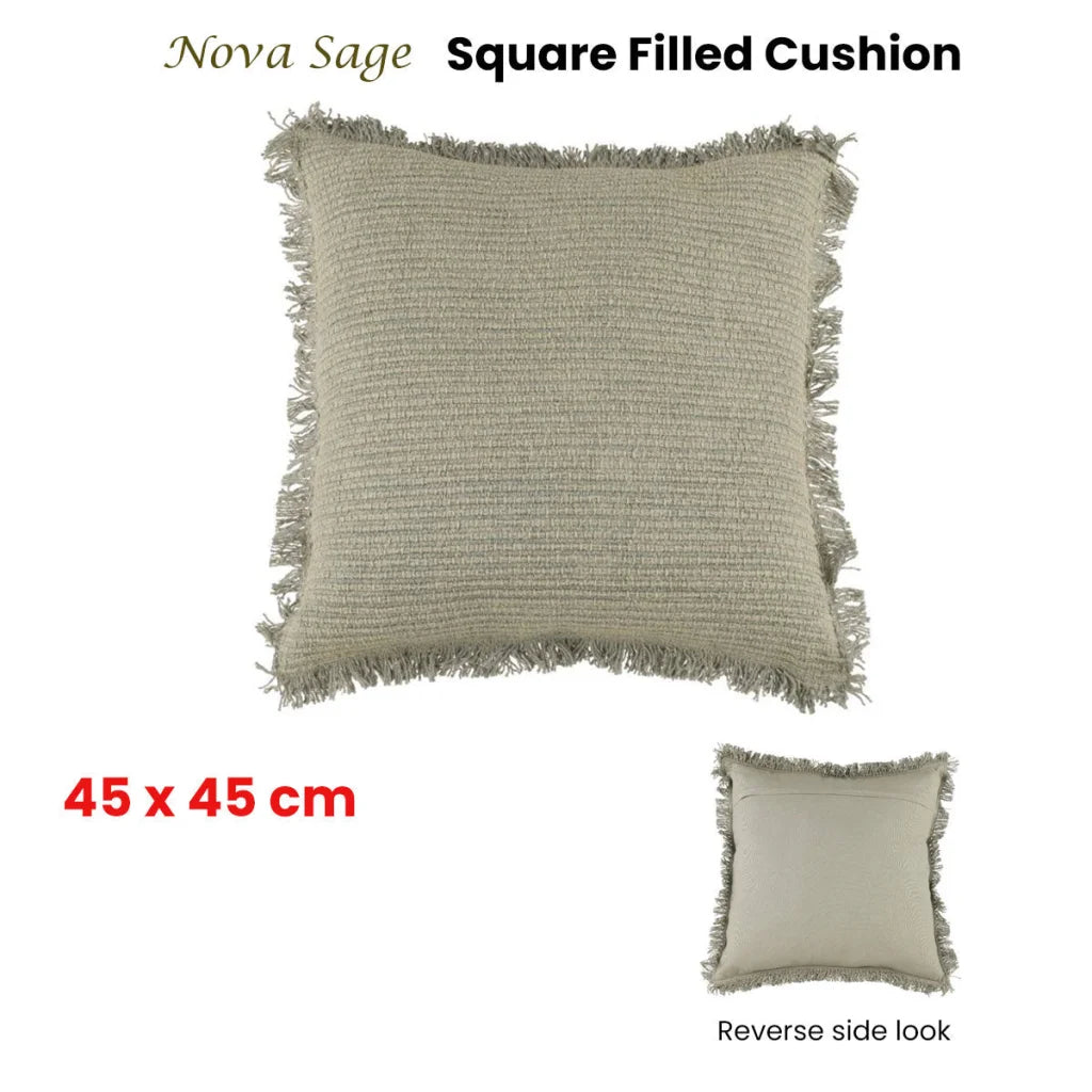 Cushion 45cm x 45cm Accessorize Nova Sage Square Filled