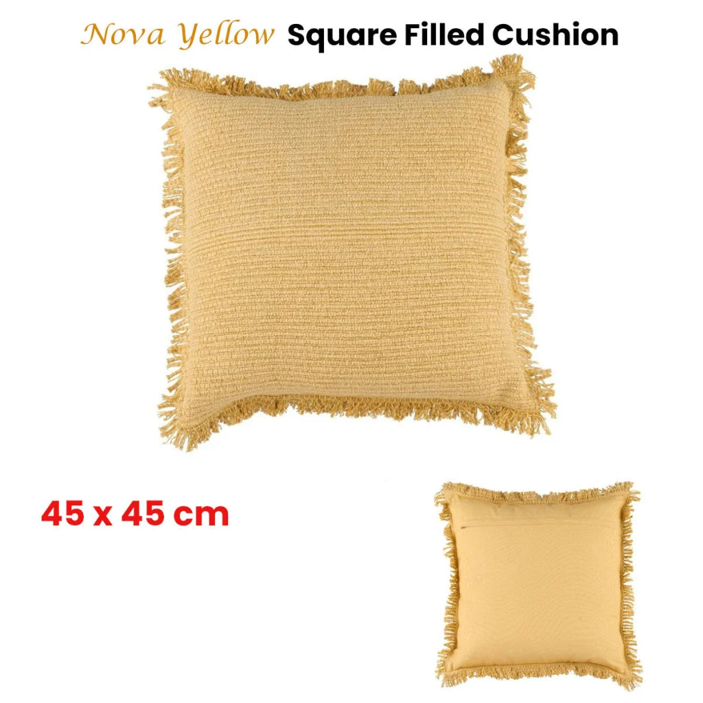 Cushion 45cm x 45cm Accessorize Nova Yellow Square Filled