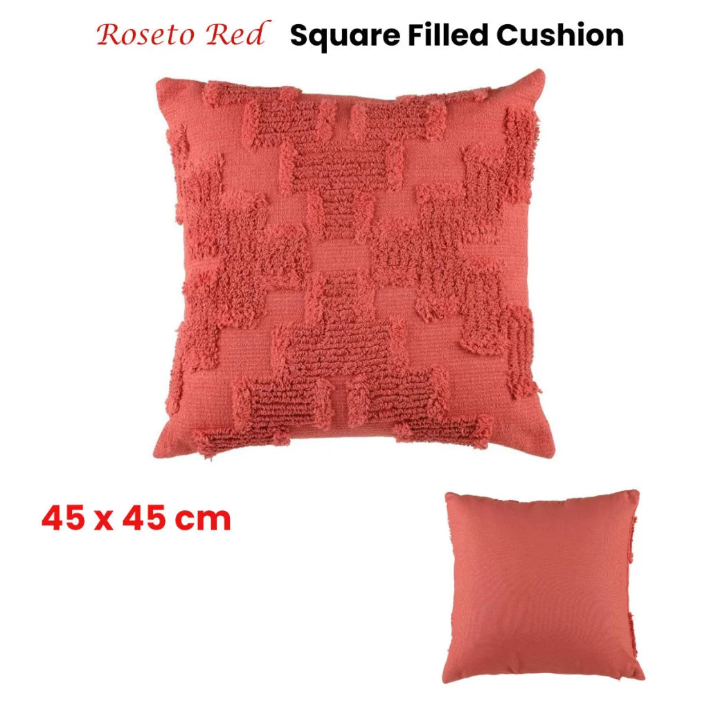 Cushion 45cm x 45cm Accessorize Roseto Red Square Filled