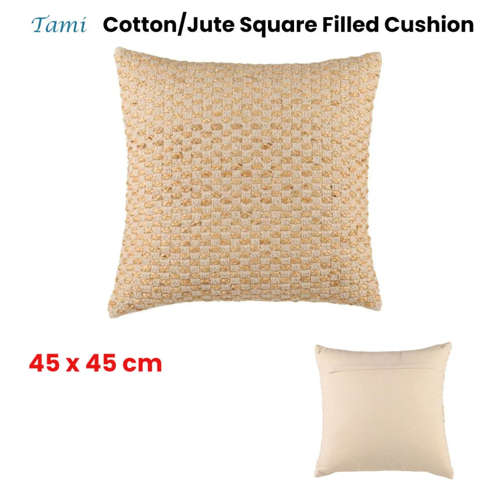 Cushion 45cm x 45cm Accessorize Tami Cotton/Jute Square