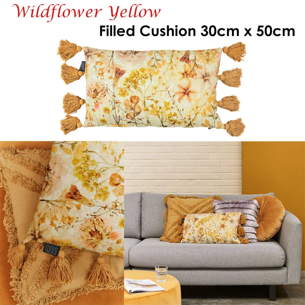 Cushion Bedding House Wildflower Yellow Filled Oblong