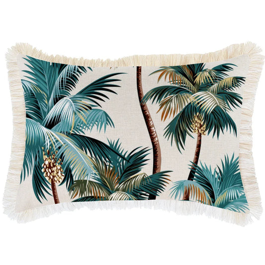Cushion Cover Coastal Fringe Natural Palm Trees Natural