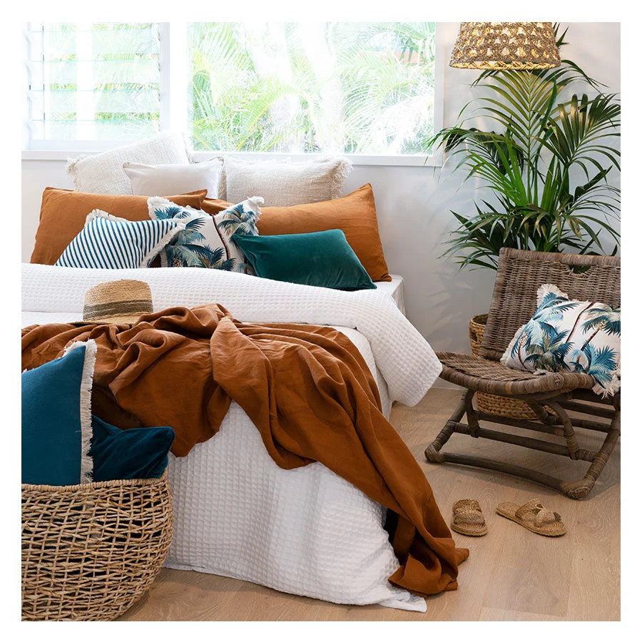 Cushion Cover Coastal Fringe Natural Palm Trees Natural