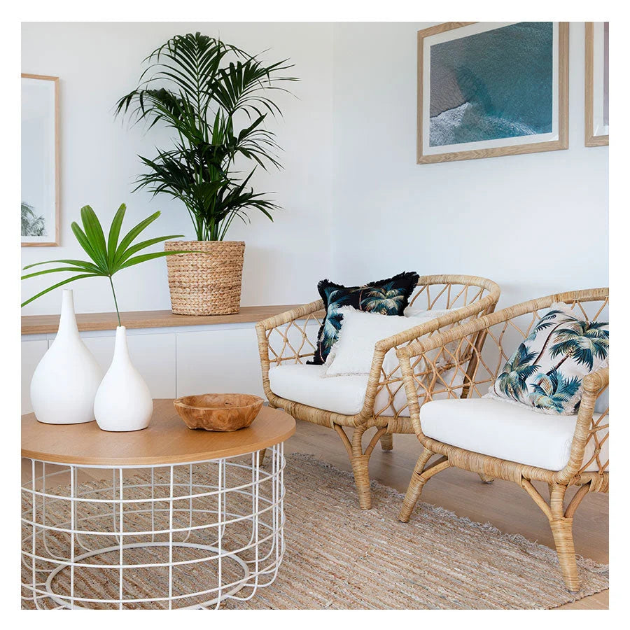Cushion Cover Coastal Fringe Natural Palm Trees Natural