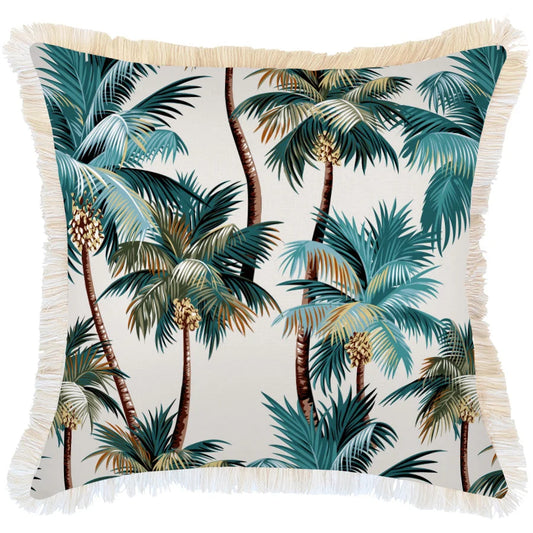Cushion Cover Coastal Fringe Natural Palm Trees Natural