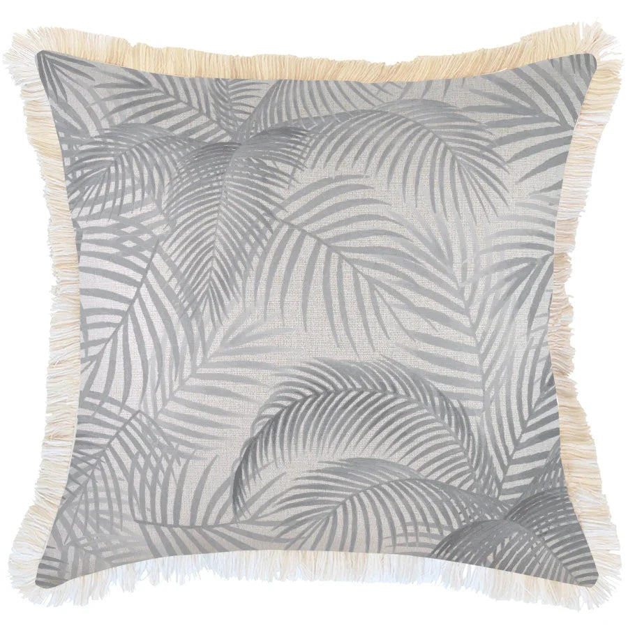 Cushion Cover Coastal Fringe Natural Seminyak Smoke 60cm x