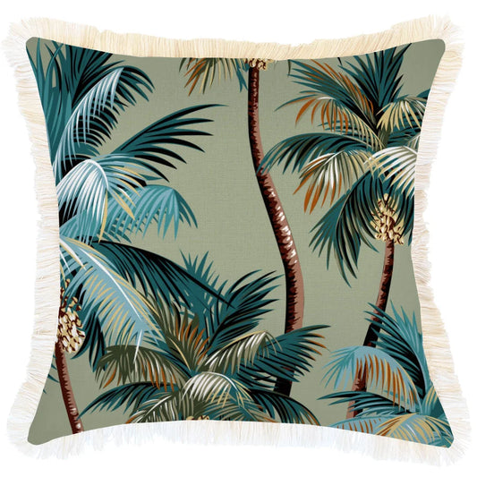 Cushion Cover Coastal Fringe Palm Trees Sage - 45cm x 45cm