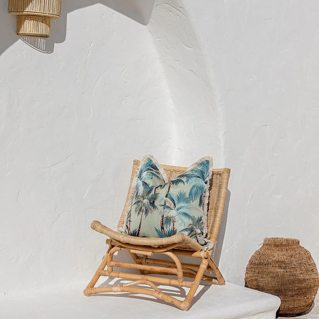 Cushion Cover Coastal Fringe Palm Trees Sage - 60CM x 60CM