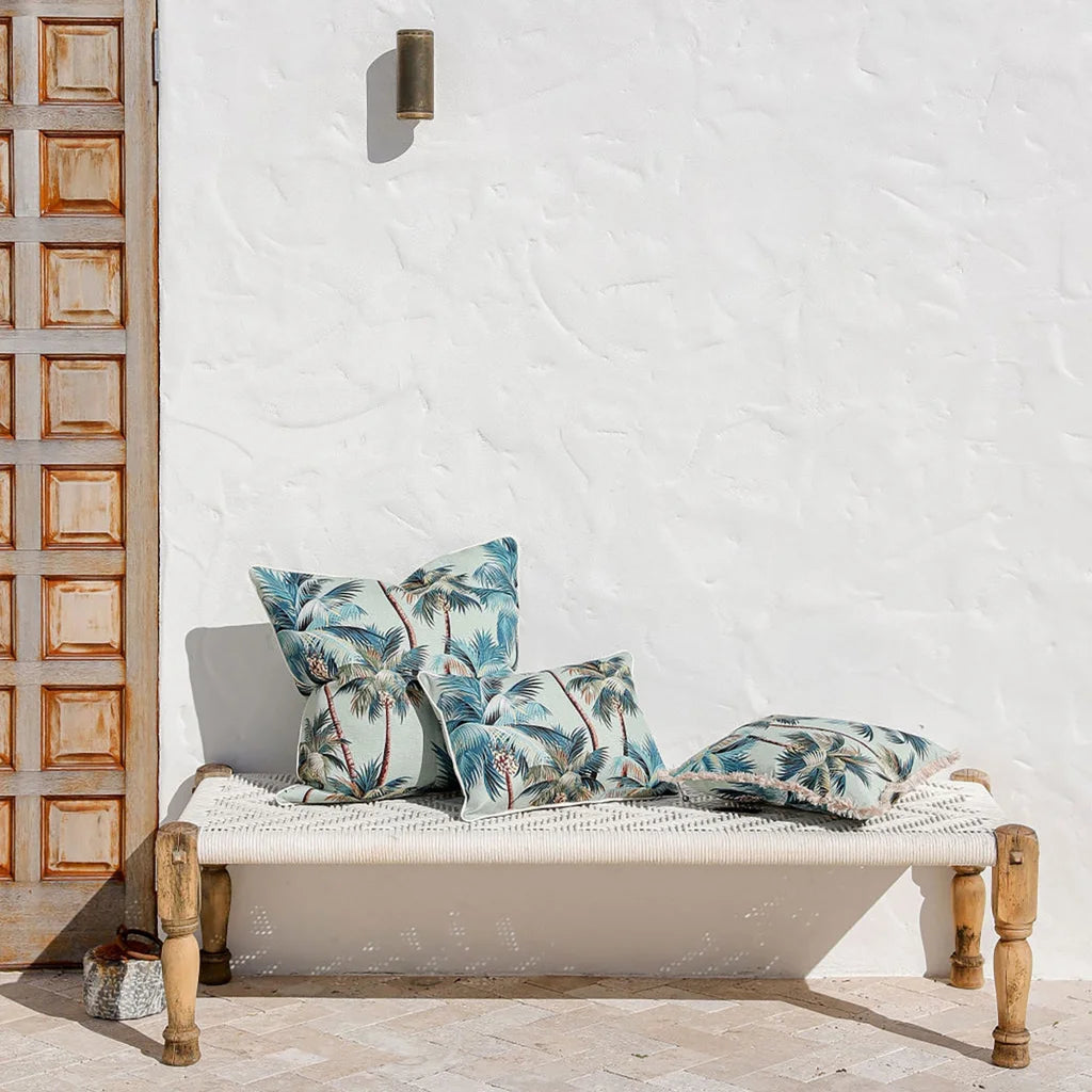 Cushion Cover Coastal Fringe Palm Trees Seafoam - 45cm x
