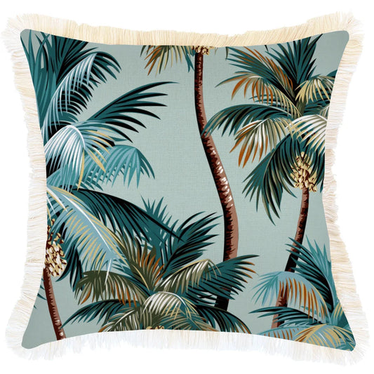 Cushion Cover Coastal Fringe Palm Trees Seafoam - 45cm x