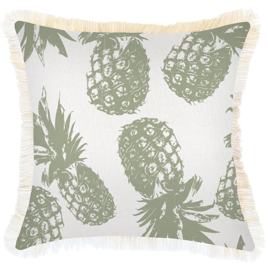 Cushion Cover Coastal Fringe Pineapples Sage - 45cm x 45cm