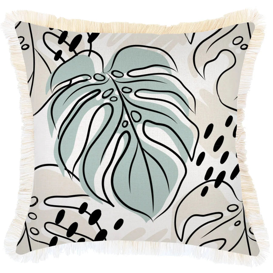 Cushion Cover Coastal Fringe Rainforest Seafoam - 45cm x